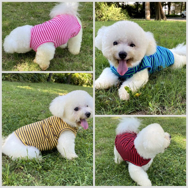 LEVIBASIC Dog Shirts Cotton Striped T-Shirts, Breathable Basic Vest for Puppy and Cat, Super Soft Stretchable Doggy Tee Tank Top Sleeveless, Fashion & Cute Color for Boys and Girls (XS, Black+Red) - Image 3
